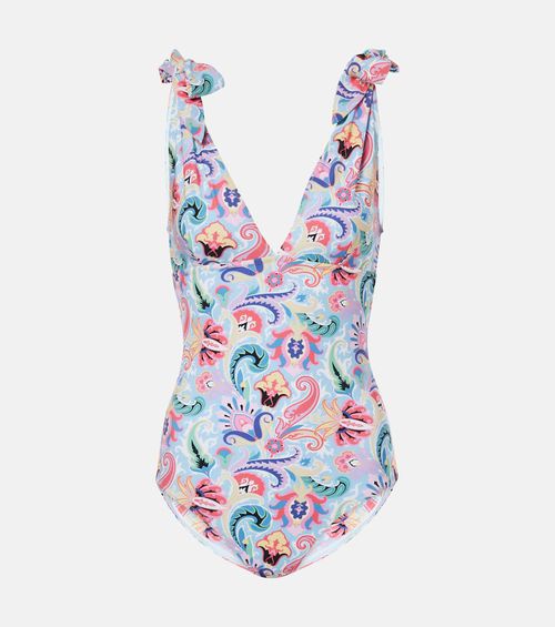 Printed bow-detail swimsuit