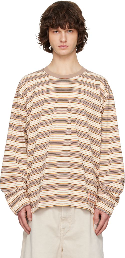 Brown & Off-White Striped Long Sleeve T-shirt