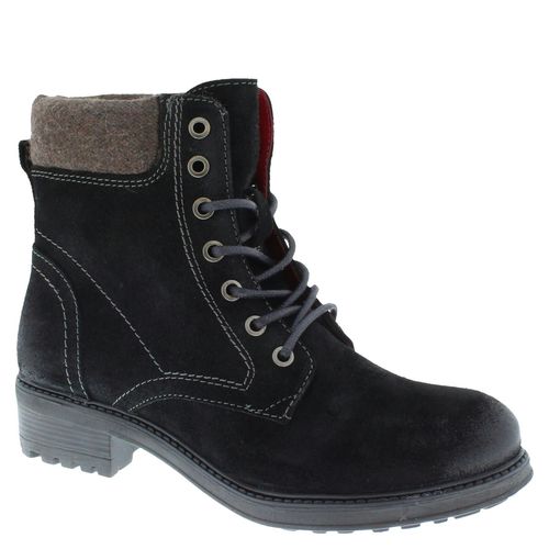 Frank James Warwick Suede Leather Womens Lace Up Block Heel Ankle Boots - Black Suede