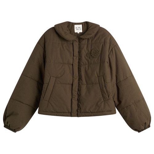 Women's Rosette Puffer Jacket in Ivy Check