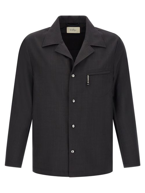 Fairmont Safari Shirt Gray Polyester Elastane Shirt, Blouse - Men