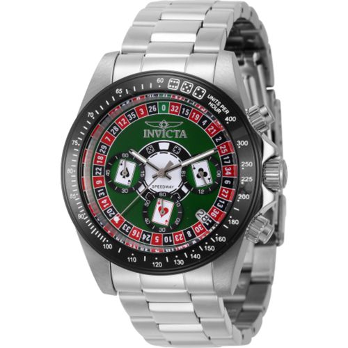 Speedway Roulette Casino Chronograph GMT Quartz Green Dial Mens Watch 44642