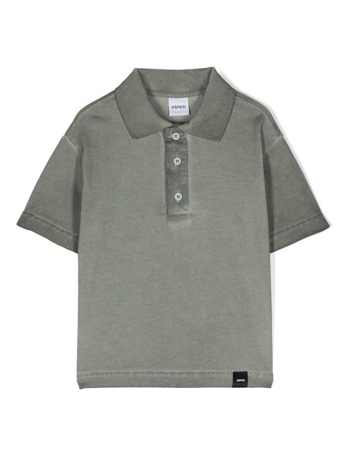 Faded-effect piqué polo shirt - Grey