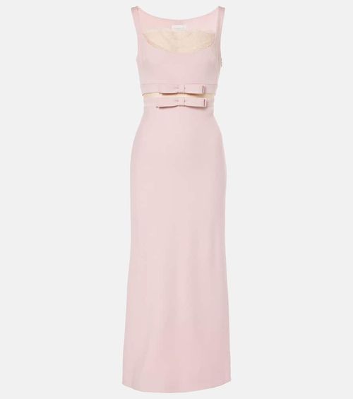 Bow-detail crêpe midi dress