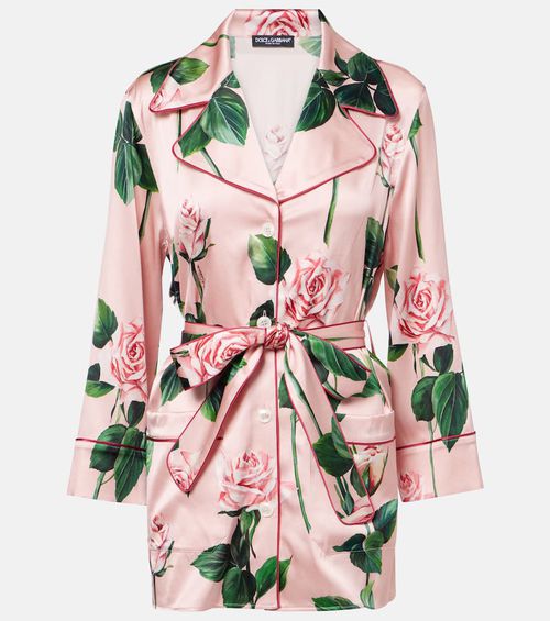 Floral silk-blend satin blouse