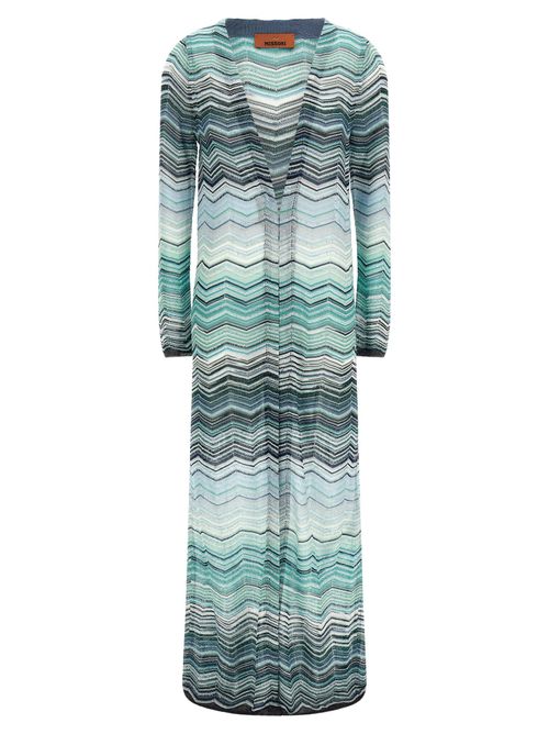 Chevron-Knit with Sequins Cardigan — turquoise