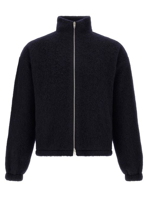 Wool-Blend Zip Sweatshirt — Navy