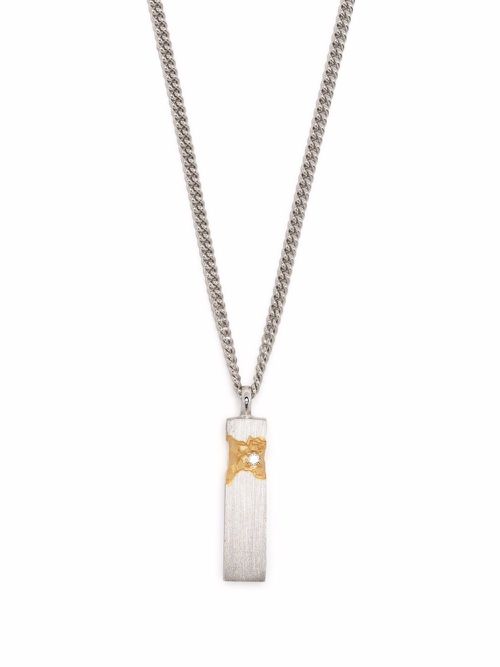 Mined cube diamond pendant necklace - Silver