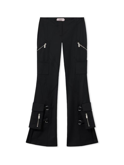 Wool Pkt Belt Flare Pants - Female Pants & Denim Black