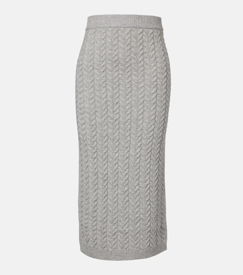 Cable-knit wool and cashmere pencil skirt