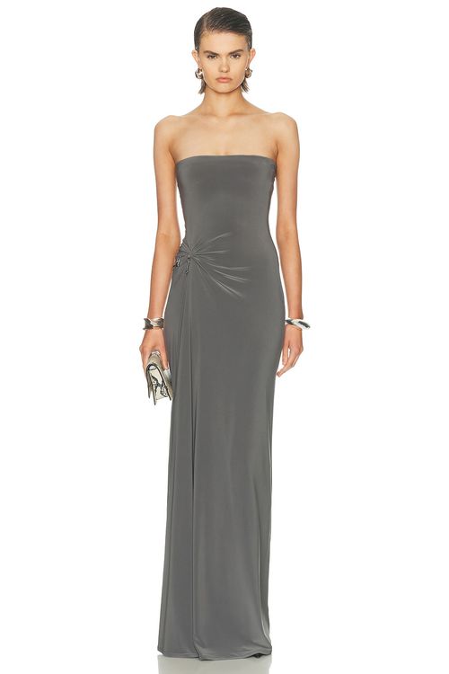 Grace Ling Relic Charms Strapless Maxi Dress in Grey - Grey. S also in XS