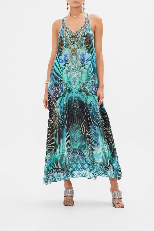 V Neck Racerback Dress Azure Allure