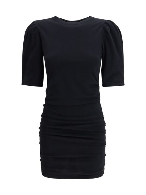 Stretch Cotton Mini Dress — Black