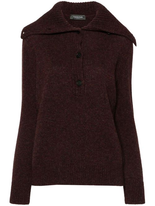 Roll-neck wool jumper - Red
