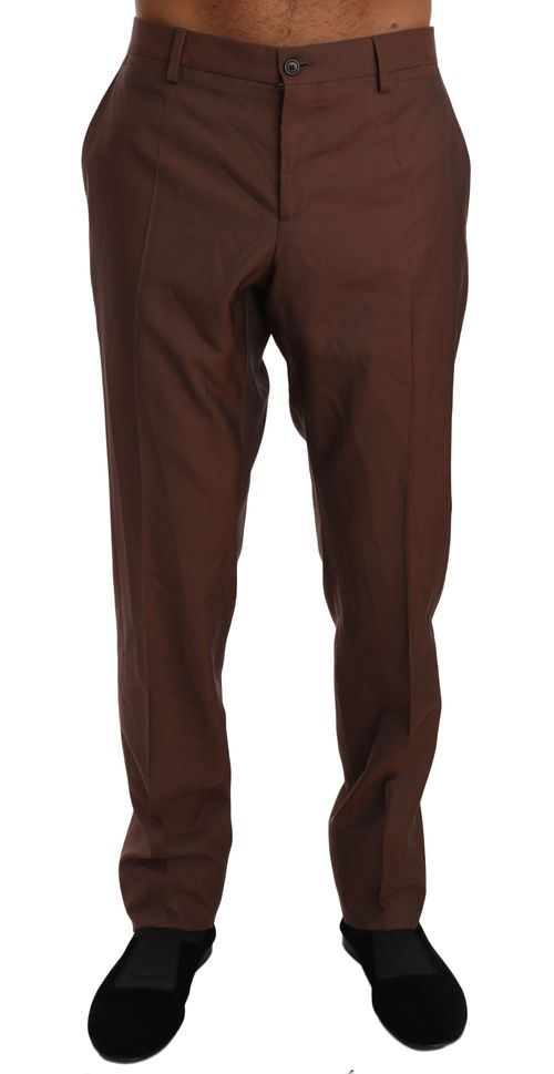 Wool-Silk Blend Formal Trousers — Brown