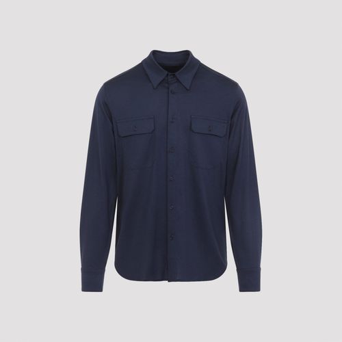 Silk Cotton Blend Military Shirt