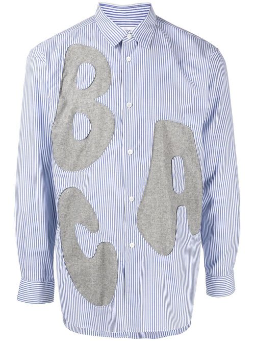 Alphabet patch-detail long-sleeve shirt - Blue