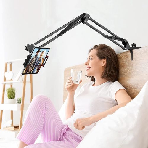 TEMU Adjustable Aluminum Arm Tablet Stand, 360° Rotating Bed & Desktop Phone Mount, Clamp Holder For Ipad Pro, Air, Mini 4.7~12.9, Xiaomi, , Tab