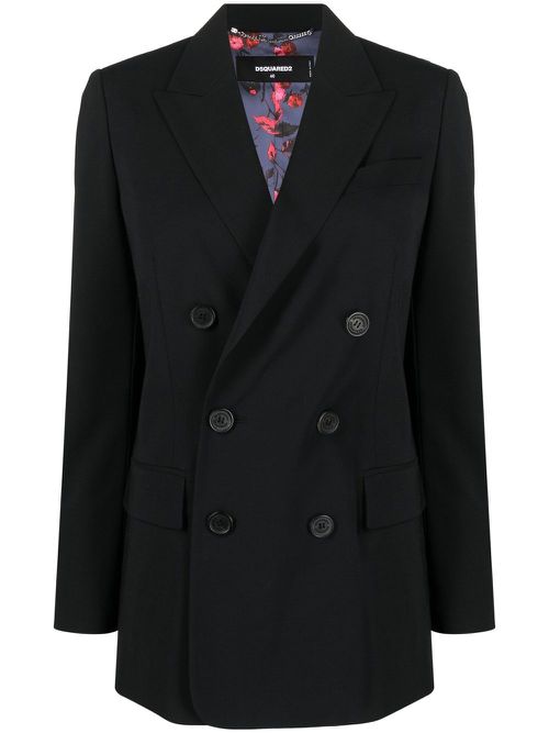 Peak-lapel double-breasted blazer - Black