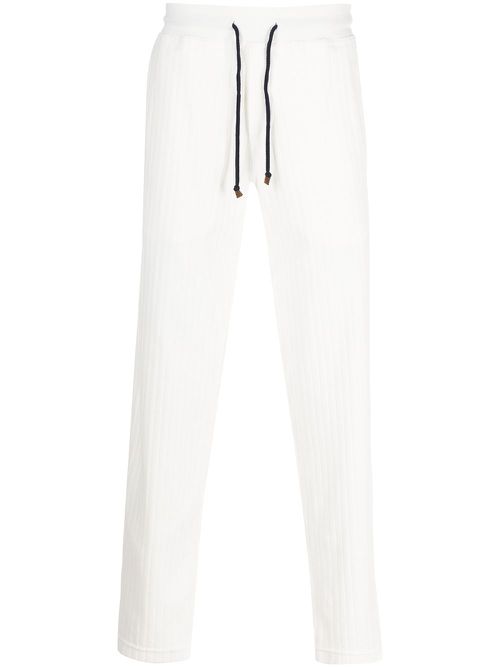 Brunello Cucinelli ribbed track pants - White