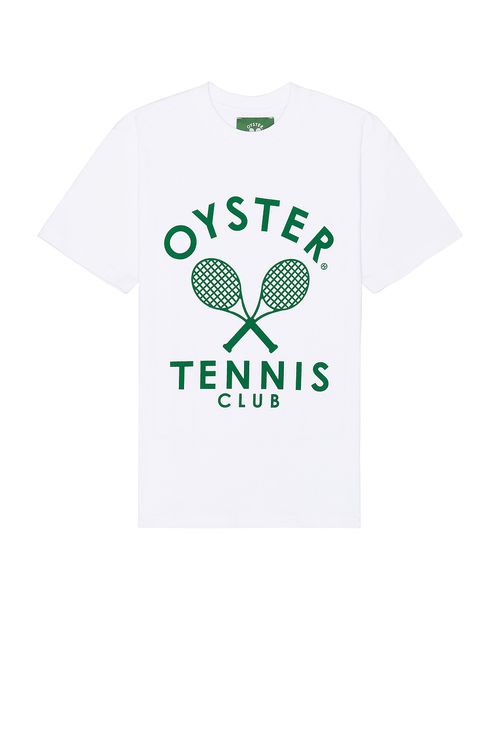 Oyster Tennis Club Members T-Shirt in White - White.  S also in L, M, XL/1X