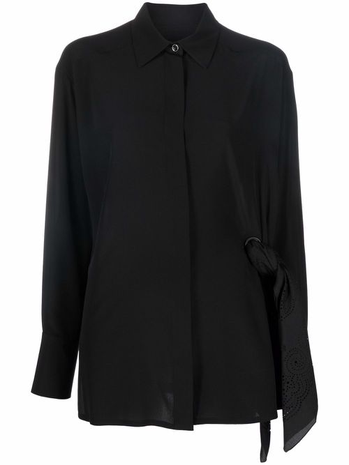 Scarf-detail silk skirt - Black