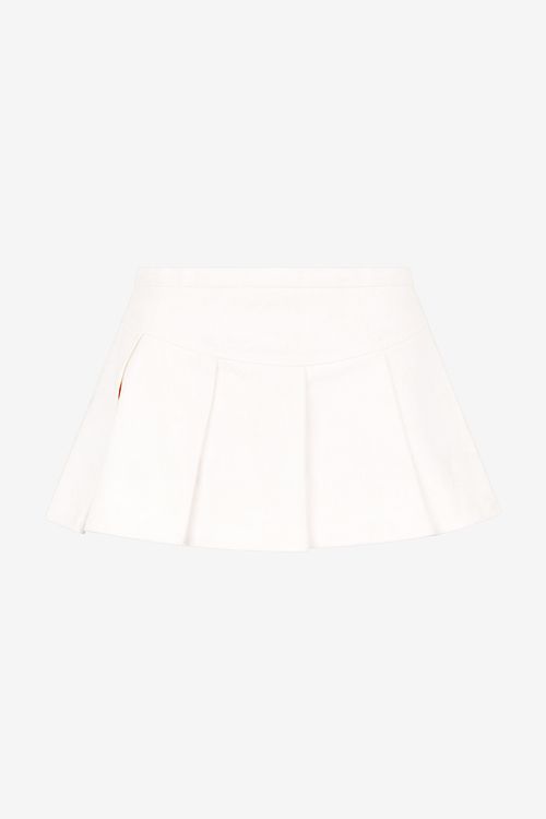 Pleated Denim Mini Skirt