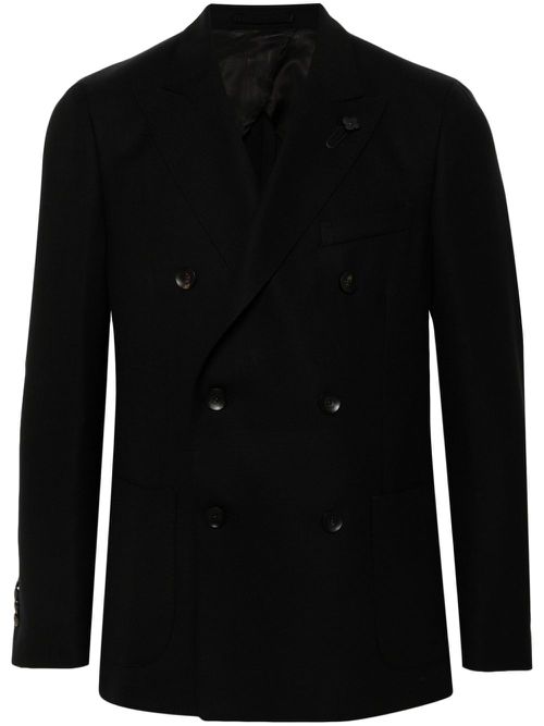 Brooch-detail blazer - Black