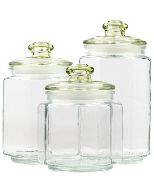 10 Strawberry Street Set of 3 Alcott Canisters Jade Lid