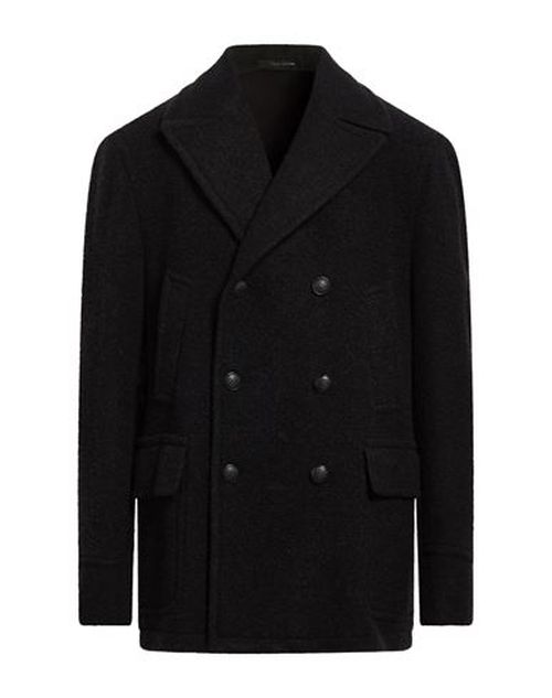 Per Al Duca D'aosta Man Coat Black Size 44 Virgin Wool, Polyamide, Cashmere