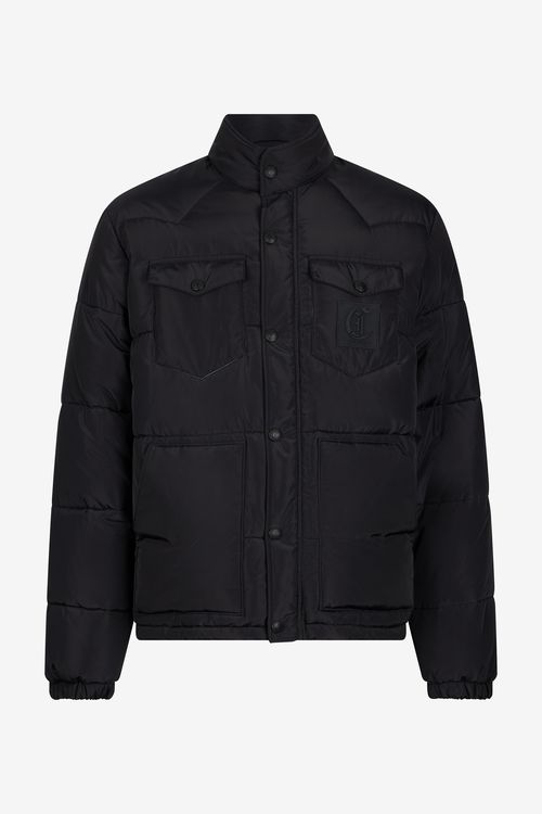 Black Puffer Jacket With Monogram Jc
