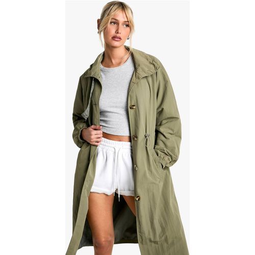 Womens Cinched Waist Detail Trench Coat - Green - 8, Green