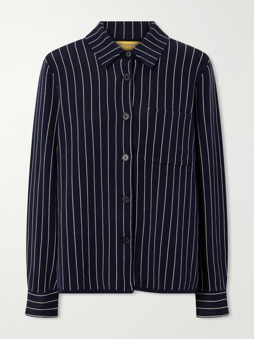 Pinstriped Cotton And Silk-blend Shirt Cardigan