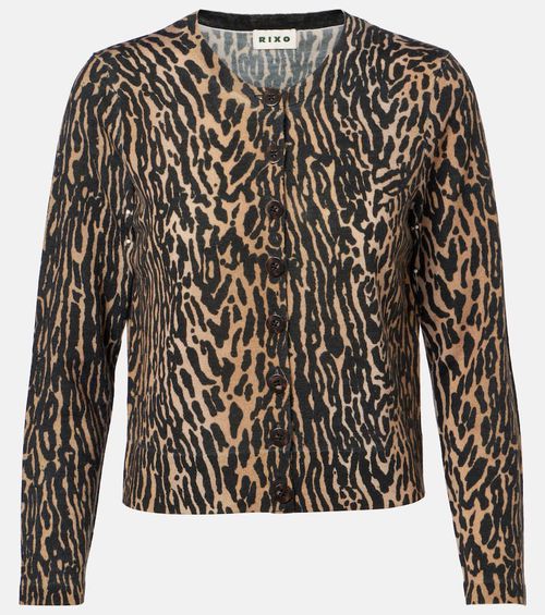 Peony leopard-print wool cardigan
