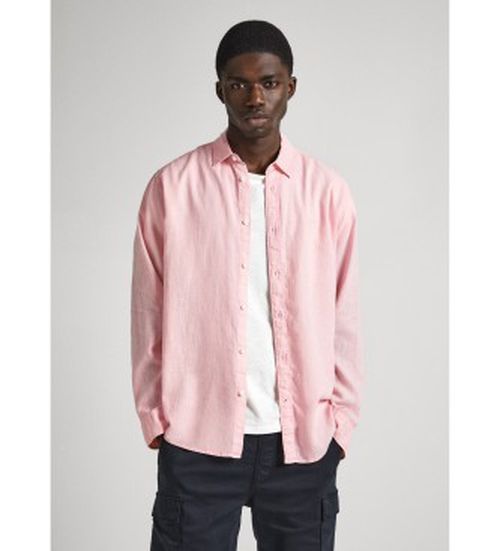 Pepe Jeans for man. PM308523 Paytton pink shirt (XL), Casual, Linen, Long sleeve