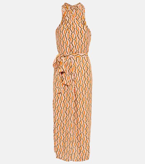 Caterina printed crêpe midi dress