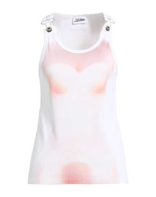 Woman Tank top White Size M Cotton, Elastane