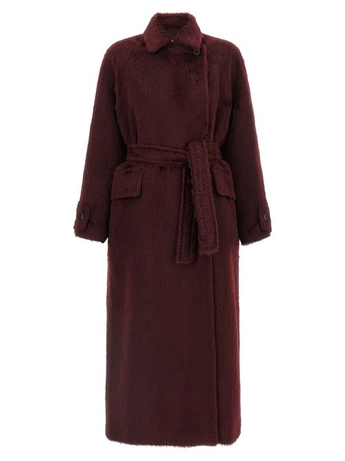 Alpaca Wool Blend Coat — Burgundy