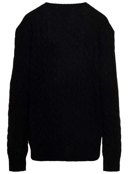 Intreccio Wool-Cashmere Knit Sweater — Black