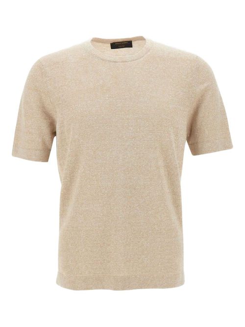 Marl-knit short-sleeve T-shirt - Neutrals