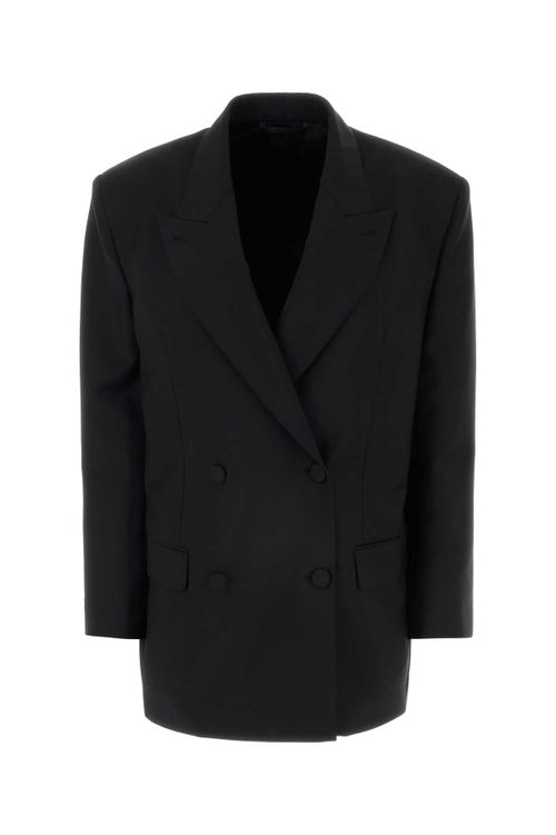 Wool Blend Oversize Blazer — Black