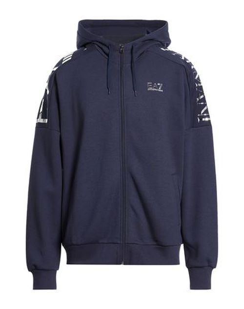 Man Sweatshirt Navy Size L Cotton, Polyester, Elastane