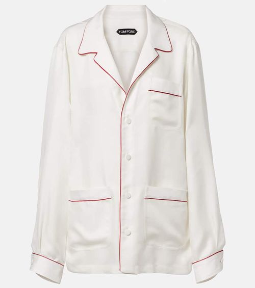 Silk twill pajama shirt