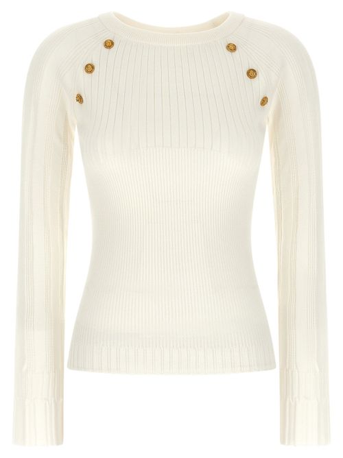 Lion-Head Button Detail Sweater — Cream
