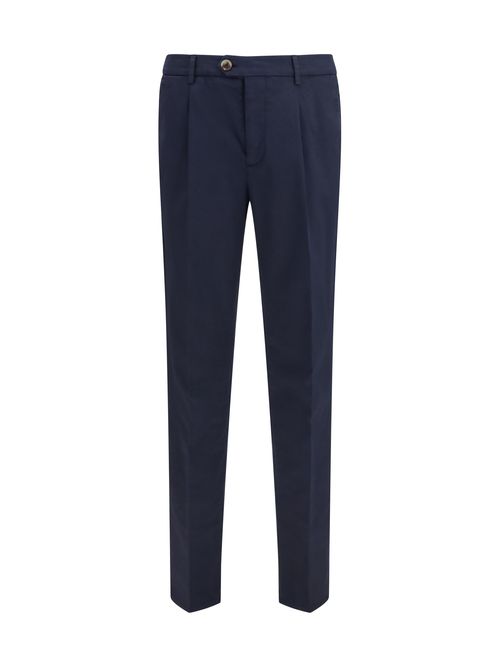 Cotton Blend Chino Trousers — Navy