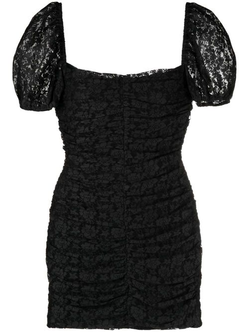Floral-lace ruched minidress - Black