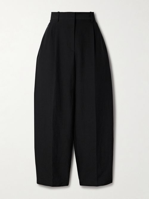 Lilas Pleated Wool-blend Twill Tapered Pants - Black