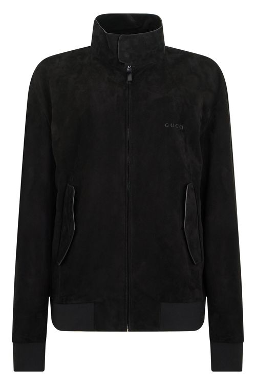 Lambskin High-Collar Zip Jacket