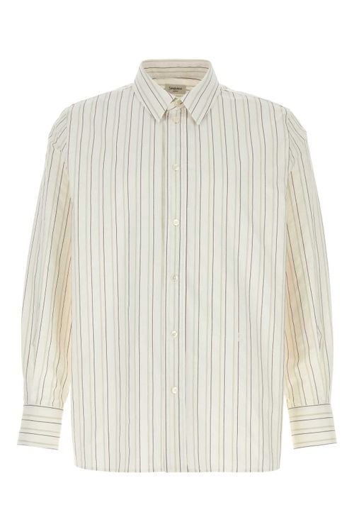 Striped Cotton Shirt — Beige