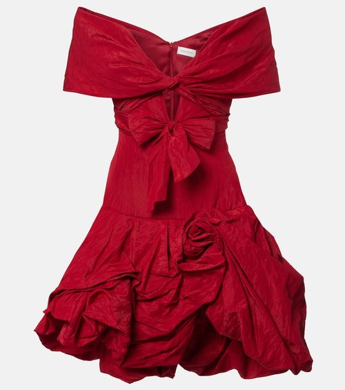 Off-shoulder cotton-blend taffeta minidress